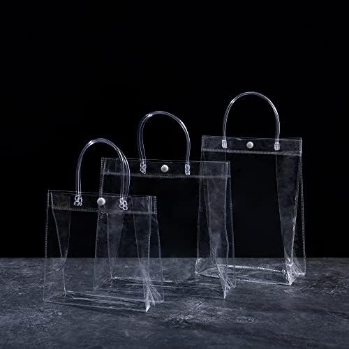 SHIPKEY 10 X 7 x 2,8x 10 (18x7x25 см) Малки Прозрачни Подаръчни опаковки, Прозрачни Подаръчни торби с дръжки, Водоустойчив