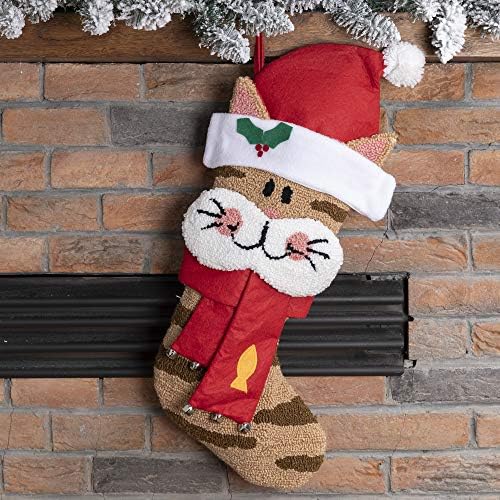 Коледен Отглеждане Glithome 22L с 3D плетене на една кука във формата на Котка Коледни Чорапи за Коледна украса и аксесоари за партита