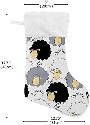 Коледни Чорапи, Черни, Бели, Сиви С Шарени Овце Бели Плюшени Белезници От Мерсеризованного Кадифе Семеен Празник Персонализирани