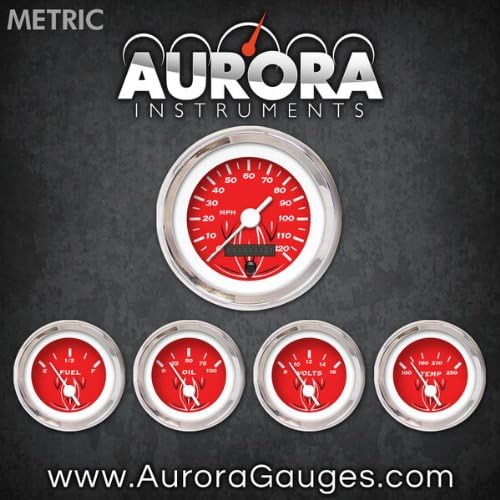 Набор от метрични инструменти Aurora Instruments 4705 в тънка ивица червен цвят 5 Калибри (бели реколта игла, хром пръстени за довършителни работи, има комплект за стайлинг)