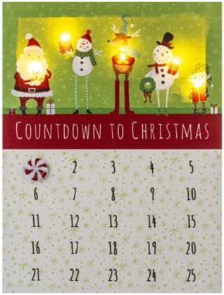 Празничен Адвент-календар Ganz MX185413 с led подсветка - Обратно броене до Коледа, височина 15,75 инча, платно и МДФ