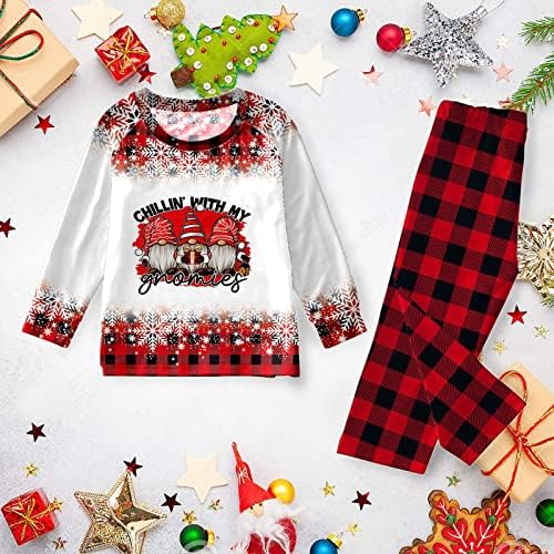 Детски Семейни Коледни пижама Комплект домашни костюми, Комплект коледни пижам с принтом, Семейни Пижама в тон с Кучето (Xmas-C-Red, XL)