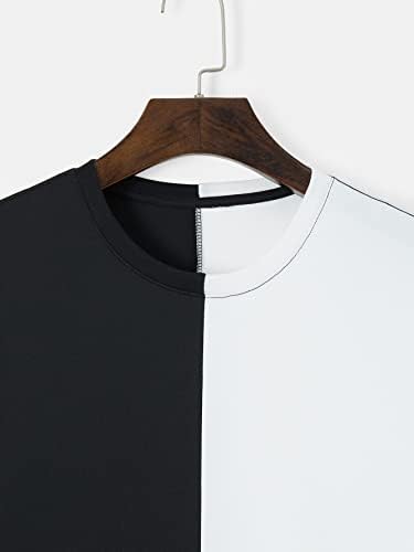 SHENHE Мъжки Ежедневни Тениска с Цветен Блок и Графичен Модел С Къс ръкав и кръгло деколте, Тениски