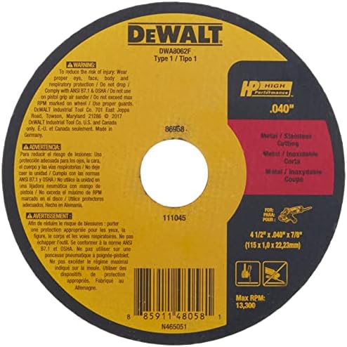Быстрорежущий диск DEWALT DWA8062F T1 HP, 4-1/2 x 0,040 x 7/8