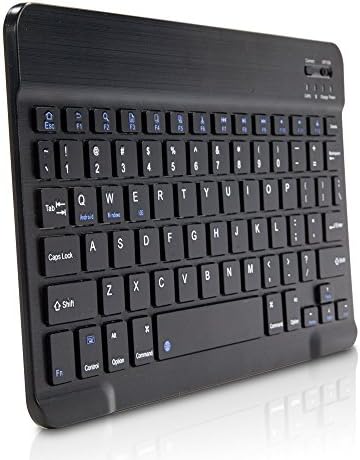 Клавиатура BoxWave е Съвместим с Smartisan Nut Pro (клавиатура от BoxWave) - Bluetooth клавиатура SlimKeys, Преносима клавиатура с вградени команди за Smartisan Nut Pro - Jet Black