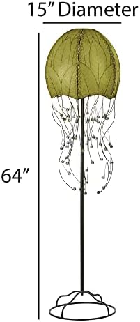 Голям лампиона Eangee Home Design Jellyfish със Зелен абажуром от листа, какао Дължина 15 см x ширина 15 см x височина