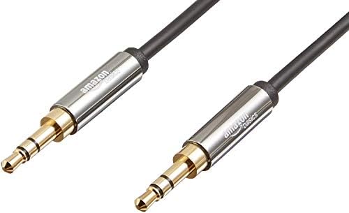 Аудио кабел Basics 3.5 мм Aux за Стереодинамика или субуфер с Позлатени фоно свещи, 8 Фута, черен