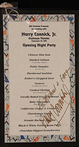Хари Коник Младши | Orpheum SF | BGP Оригинала. Плакат за концерт на 1991 г. и Подписан меню