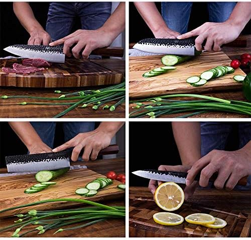 Комплект кухненски ножове FINDKING 6шт серия Dynasty-3 слой от стомана с покритие 9CR18MOV с осмоъгълна дръжка,