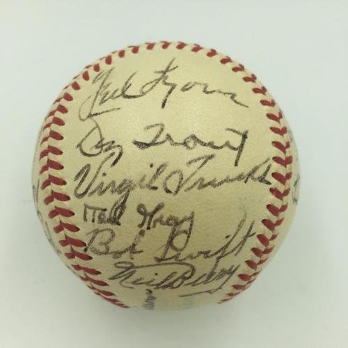 Прекрасен екип Детройт Тайгърс 1949 година Подписа договор с JSA COA Американската лига бейзбол - Бейзболни топки с