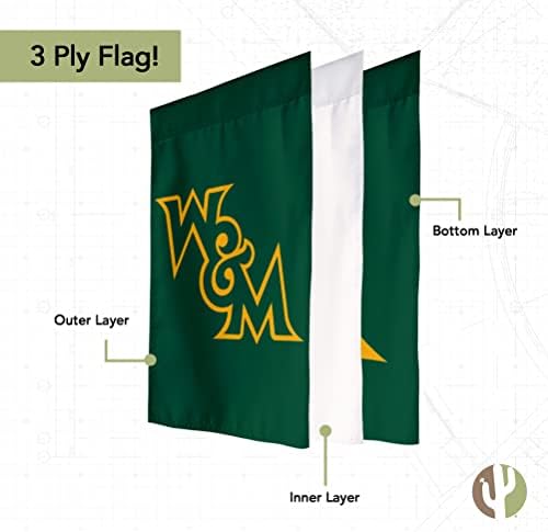 Флаг Колежа Уилям и Мери Гардън Tribe W&M Банер от полиестер (дизайн A)