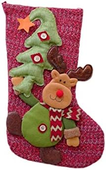 WP582o Големи Коледни Чорапи в Клетка с Плюшени Белезници, Декор за Отглеждане, Подарък Пакет