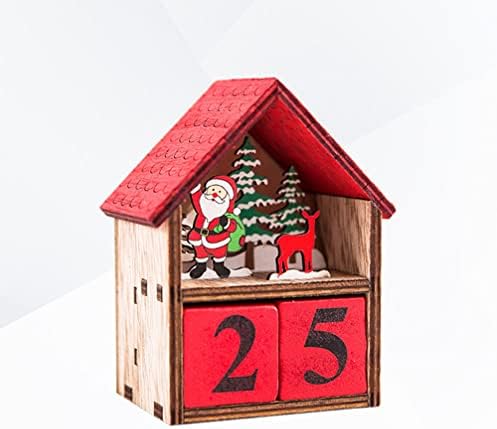 NOLITOY Коледен Дървена Адвент-Календар 2023 Творчески Червената Къща Нажежен Календарна Блок Коледен Вечен Календар за Обратно броене Реквизит за Снимки (Дядо)