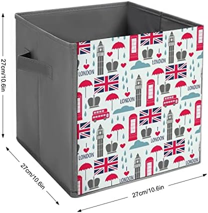 Днес символите и Британски Флаг Сгъваема Кутия за съхранение на Кубчета от Плат 11-Инчови Сгъваеми Кутии за