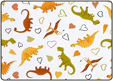 Ползающий Закрит Килим Игри Мат Динозаврите Сърца Многоцветни за Хола Спални модул за Обучение Детски килим За Пода