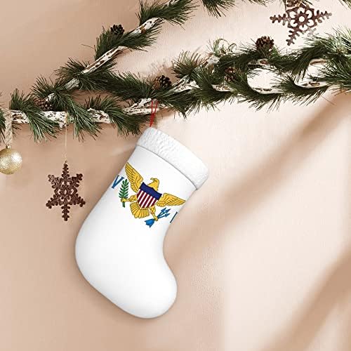 QG ZZX Коледни Чорапи с Бяла Супер Меки Плюшени белезници Флаг Вирджински острови на Съединените Щати, Коледни