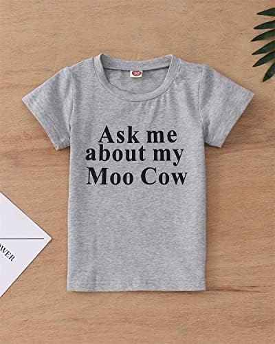 MODNTOGA/ Тениска за малки момчета Ask me About My moo Cow, Тениска T-rex Ranch, Блузи с къс ръкав от волска кожа и За момчета, Забавни Тениски с Динозаври