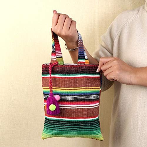 OurWarm 6 бр. Мини-Мексико Чанти-Тоут, Мексикански ръчно изработени чанти с Цветни Висят Пискюли за Украса на Мексиканската