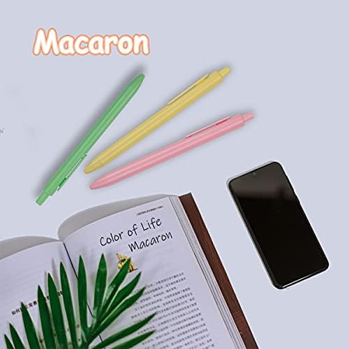 Дръжки DUNAPLUMA Macarons Прибиращи Химикалки с Черно Мастило 1.0 mm за Училище Канцеларски 12 опаковки (Чист цвят 12 опаковки)