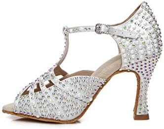 Pierides/ Дамски Обувки за Танци балната зала на Замшевой Подметка с Кристали за Латиноамериканска Салса 1920-те години, Блестящи