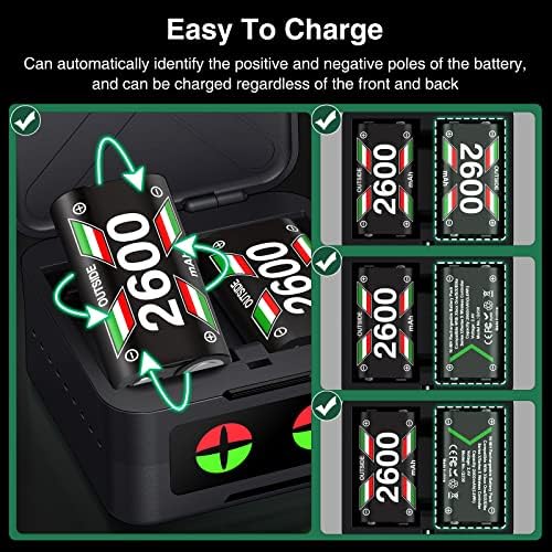 Акумулаторна батерия за контролера на Xbox One със зарядно устройство за Xbox X series|S/Xbox One/S/ X/Elite, Безэлектродная зарядно устройство с батерии с капацитет 4x2600 ма контролер