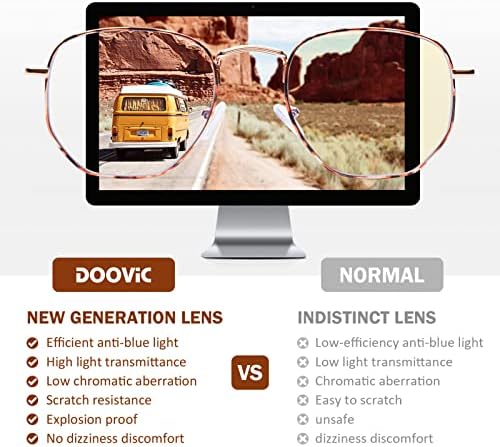 DOOViC 3 опаковане. Модни Очила За Четене в Метална Рамка, Блокиране на Синя Светлина, Анти-Напрежение на Очите,