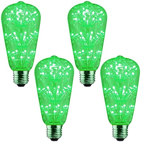 Lxcom Lighting Декоративна Led Реколта Крушка 3 W Зелен Цвят ST64 Gypsophila Edison Bulb Led крушка на Едисон 30 Вата, което се равнява на E26, Реколта лампата на Нощното Небе за Спални, Хол, Б?