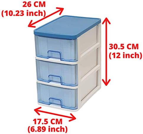 Гигантски Пластмасова кутия за съхранение на Макро-и 3-слойными чекмеджета, Синьо-бял, 175 x 260 x 305 мм, Комплект от 1, За съхранение на канцеларски материали, Аксесоари з