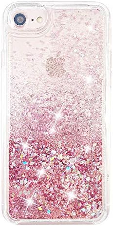 Калъф с пайети uCOLOR Rose Pink е Съвместим с iPhone SE (2022)/iPhone 8/7 /6S/6/SE 2nd 4,7 , Брилянтен Зыбучий пясък,