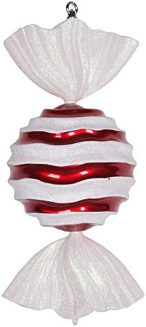 Викерман 18,5 Червено-Бяло Шарени Конфетное Коледна Украса във формата на Вълни