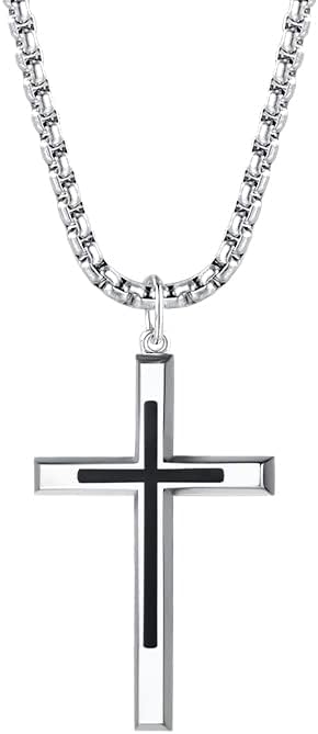 Колие с кръст FANCIME за мъже, Златно, Черно, Сребърен, Мъжки Гердан с Кръст, Медальон във формата на кръст от Сребро, Дълго