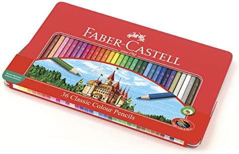 Комплект цветни моливи Faber-Castell Classic, 48 ярки цветове в солидна метален калъф
