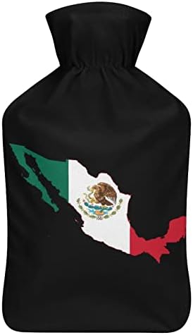 Бутилка за Гореща Вода с Карта Хартата на Мексико с Меки Плюшени Капак, Топло Гума Чанта За Впръскване на Вода 1000