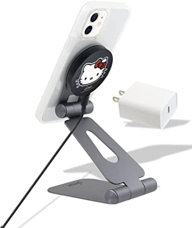 Електростанция Sonix MagSafe, зарядно устройство MagLink (класическа рисунка на Здравей Кити) + Регулираща се поставка за телефон (графит) + Адаптер USB-C