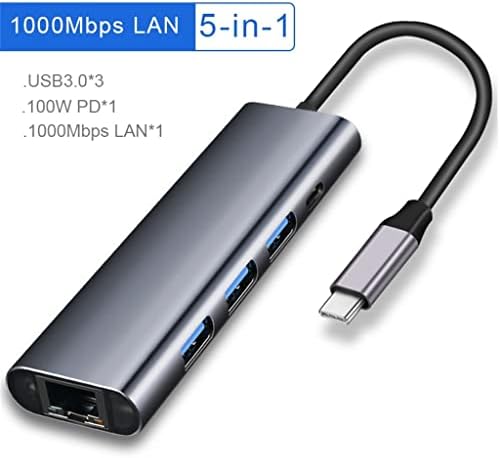 ZHYH C USB ХЪБ Type C от 3,1 до 4k RJ-45 LAN Ethernet USB3.0 Адаптер Докинг станция за аксесоари Air Pro PC (Цвят:
