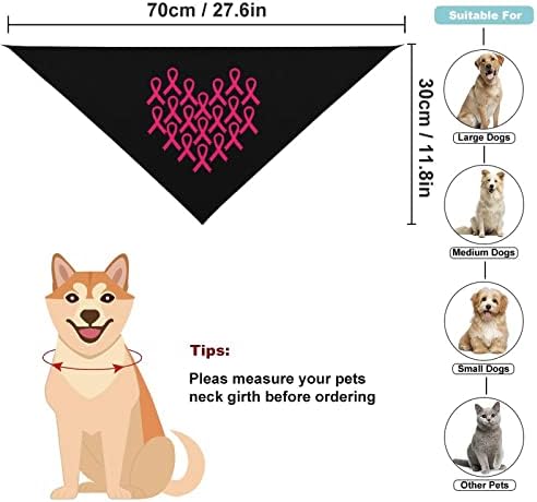 Информираността За Рака на гърдата Розовата Лента С Принтом във формата На Сърце Кърпи За Кучета Шал За Домашни