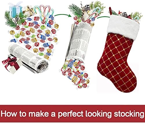 Коледни чорапи 18 инча - Коледен Отглеждане в клетка С пайети, Коледни Сувенири, Подарък и шоколадови Бонбони,
