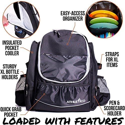 Раница за диск-голф Athletico Power Shot | Капацитет 20 + дискове | Чанта за голф за професионалисти или начинаещи | Унисекс Дизайн