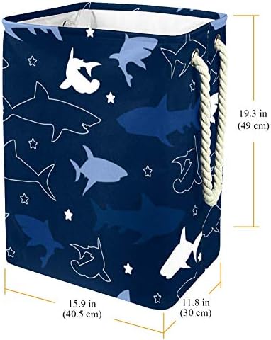 Inhomer Векторна Илюстрация с Шарките на Акули 300D Оксфорд PVC, Водоустойчив Кошница за Дрехи, Голяма Кошница за Дрехи за