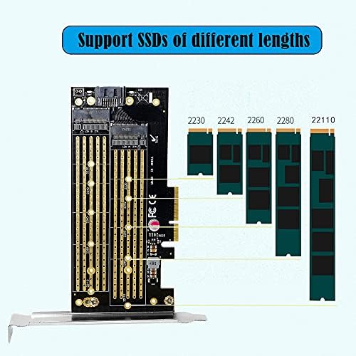 GINTOOYUN Двойна M. 2 адаптер, PCIe M. 2 NGFF SSD и NVME SSD за разширителни хост контролер PCI-e x4 Пореста структура
