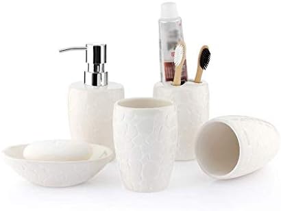 ZUQIEE Творчески Керамичен Комплект Аксесоари за Баня от 5 теми, Състоящ се от един калъп сапун ще бъде и Опаковка