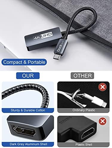 Кабел dockteck USB C-HDMI Adapter 4K 60Hz, Адаптер Type-C-HDMI [Съвместим с Thunderbolt 3/4], Видео Конвертор USB C-HDMI за