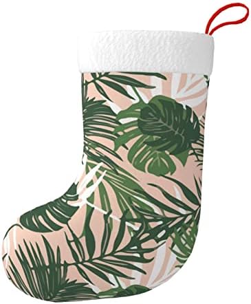 Коледни Чорапи Augenstern Тропически Палмови Листа Розов Руж Двустранни Чорапи За Окачване На Камина.
