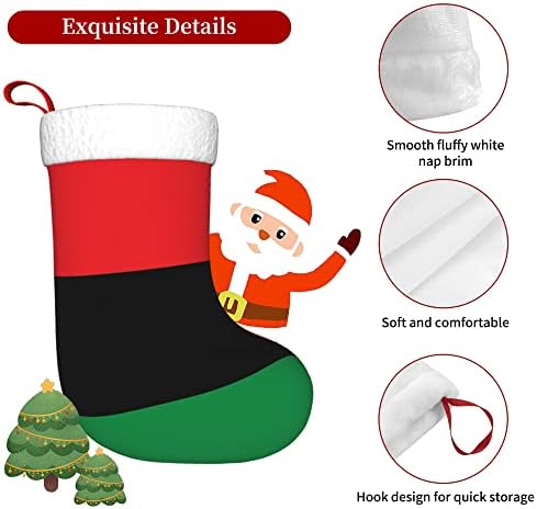 QG ZZX Коледни Чорапи с Бяла Супер Меки Плюшени Белезници, Коледни Чорапи с Панафриканским Флага, Коледни Украси,