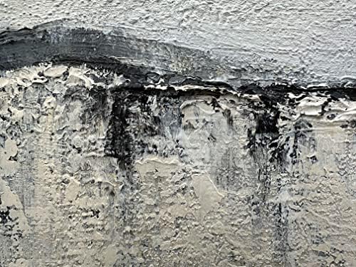 Eonzeun Абстрактно Стенно Изкуство върху Платно 28x40 инча, Модерна Ръчно Рисувани, Минималистичная Бяло-Сива