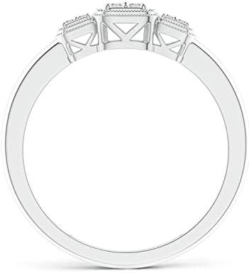 Годежен пръстен в стил арт Деко с Естествена Перла от Бяло злато 14 Карата (диамант 1/10 cttw) Размер на пръстен 6 - Камък, Роден През април
