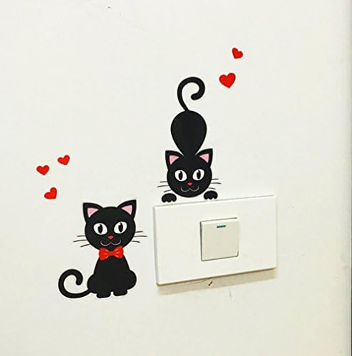 Свалящ се Стикер в ключа, 5 бр. Стикер на стената със собствени Мультяшными черни Котки, Стикери за декор на