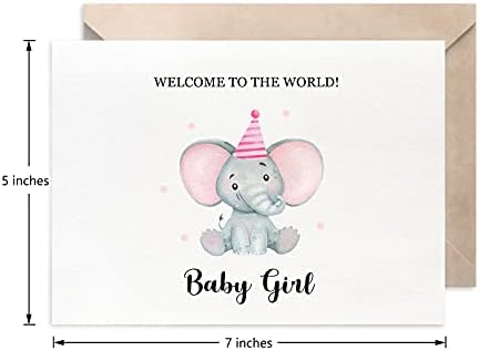 Розов Слон Нова Детска Картичка за Момичета, Прекрасна Картичка Добре Дошли В Света на Малките Момичета