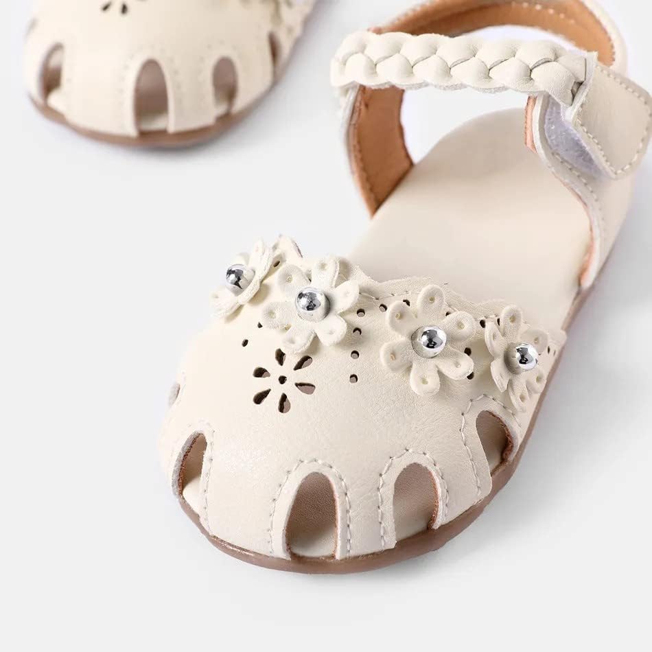 Меки Сандали Принцеса на равна подметка със затворени пръсти и лък за момичета, Летни Сандали (Обувки за деца/Малка