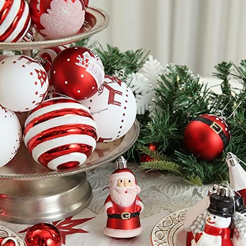 Комплект бижута за Коледа кълбо WBHome 16ct 3,15 инча/80 мм, Червени и бели, Нечупливи Коледна Украса за Коледната